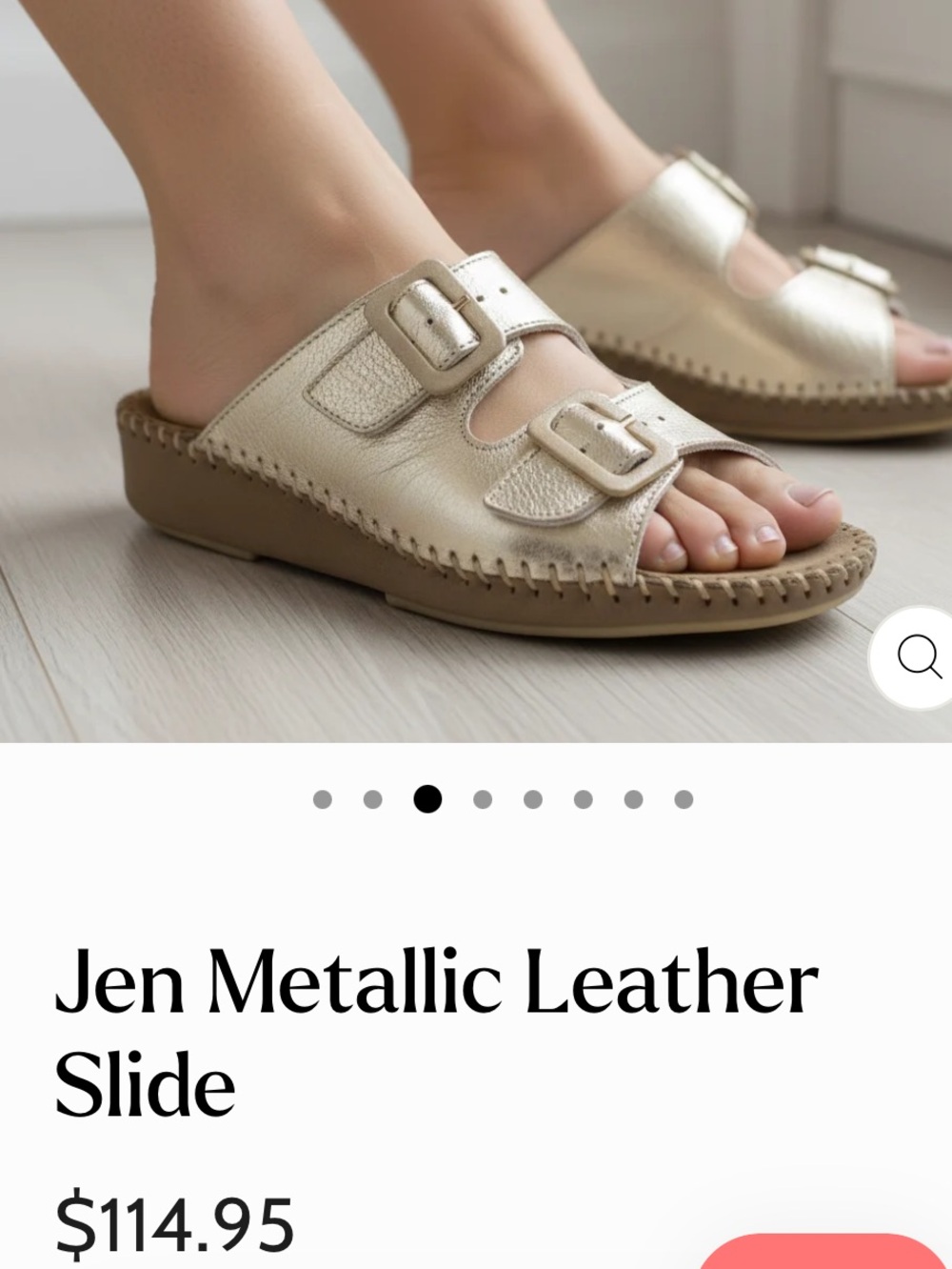 New- La Plume- Metallic Leather Slide - Gold